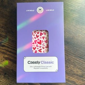 NWT Casely Classic MagSafe iPhone 13 Pro XOXO Candy Hearts Case Pink & R…